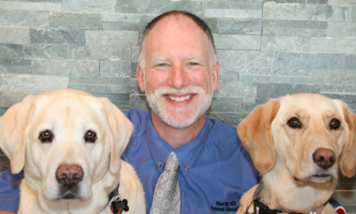 Dr. Kerr with two dogs